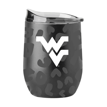West Virginia Mountaineers Leopard 16oz Black Powdercoat Curved Beverage