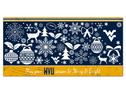 West Virginia Mountaineers Merry and Bright 6x12 Sign