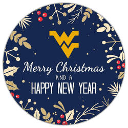 West Virginia Mountaineers Merry Christmas & New Year 12in Circle