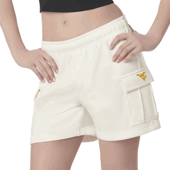 West Virginia Mountaineers NCAA Kadi Cargo Fleece Shorts Bone Medium