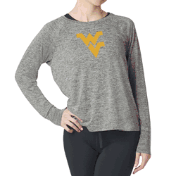 West Virginia Mountaineers NCAA Kadi Raglan Long Sleeve Heather Grey Medium
