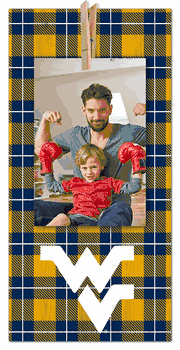 West Virginia Mountaineers Plaid Clothespin 6x12 Sign