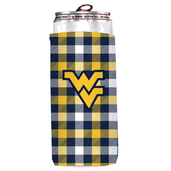 West Virginia Mountaineers Plaid Insulated Slim Can Sleeve