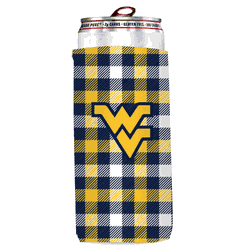 West Virginia Mountaineers Plaid Insulated Slim Can Sleeve