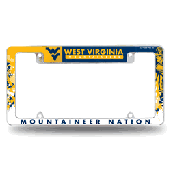 West Virginia Mountaineers Primary 12" x 6" Chrome All Over Automotive License Plate Frame for Car/Truck/SUV