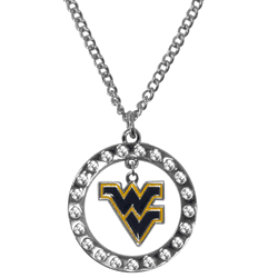 West Virginia Mountaineers Rhinestone Hoop Necklaces
