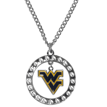 West Virginia Mountaineers Rhinestone Hoop Necklaces
