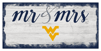 West Virginia Mountaineers Script Mr & Mrs 6x12 Sign