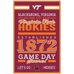 West Virginia Mountaineers Sign 11x17 Wood Established Design