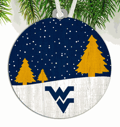 West Virginia Mountaineers Snow Scene Ornament