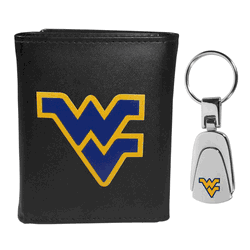 West Virginia Mountaineers Tri-fold Wallet & Steel Key Chain