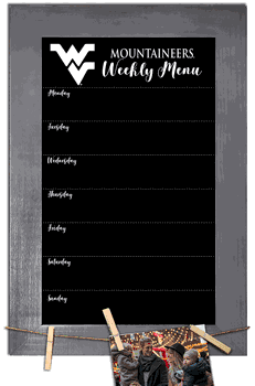 West Virginia Mountaineers Weekly Chalkboard with frame & clothespins 11x19 Sign