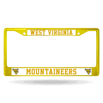 West Virginia Mountaineers Yellow Colored Chrome Frame