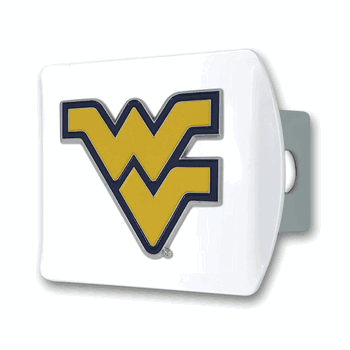 West Virginia White Metal Hitch Cover with  3D Color Emblem