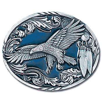 Western Eagle/Feathers Enameled Belt Buckle