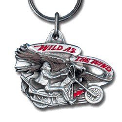 Wild as the Wind Motorcyle Metal Key Chain with Enameled Details