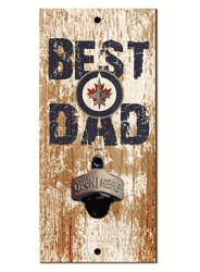 Winnipeg Jets Best Dad Bottle Opener   Wood Sign