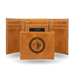 Winnipeg Jets Brown Laser Engraved Tri-Fold Wallet