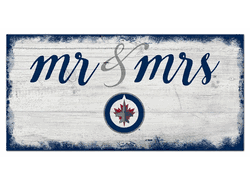 Winnipeg Jets Script Mr & Mrs 6x12 Sign