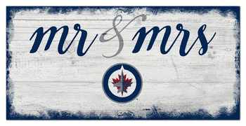 Winnipeg Jets Script Mr & Mrs 6x12 Sign