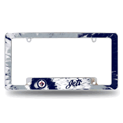 Winnipeg Jets Tie Dye 12" x 6" Chrome All Over Automotive License Plate Frame for Car/Truck/SUV