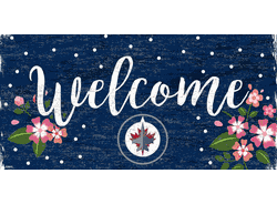 Winnipeg Jets Welcome Floral 6x12 Sign
