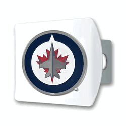 Winnipeg Jets White Metal Hitch Cover with  3D Color Emblem