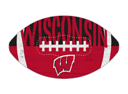 Wisconsin Badgers 12" Football Cutout Sign with City Name