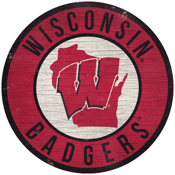 Wisconsin Badgers 12 in. Circle w/ State Sign
