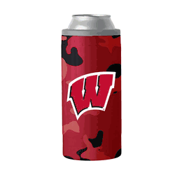 Wisconsin Badgers 12oz Camo Swagger Slim Can Coolie