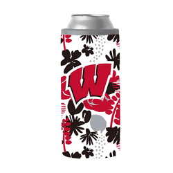 Wisconsin Badgers 12oz Floral Slim Can Coolie