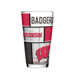 Wisconsin Badgers 16oz Quilted Stained Pint Glass