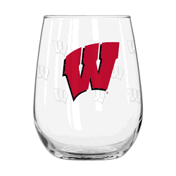 Wisconsin Badgers 16oz Satin Etch Curved Beverage Glass