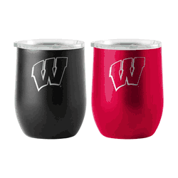 Wisconsin Badgers 16oz Yours and Mine Etch Powdercoat Curved Beverage Set