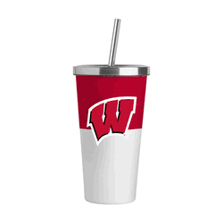 Wisconsin Badgers 20oz Colorblock Stainless Steel Straw Tumbler