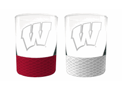 Wisconsin Badgers 2pc Laser Etched Commissioner Rocks Glass Set