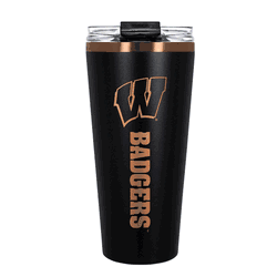 Wisconsin Badgers 32oz Black and Copper Big Slim with Straw
