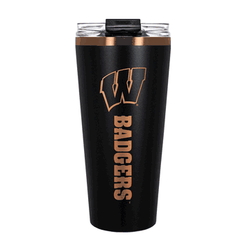 Wisconsin Badgers 32oz Black and Copper Big Slim with Straw