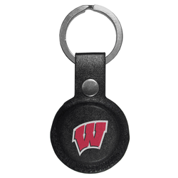 Wisconsin Badgers AirTag Compatible Leather Key Chain