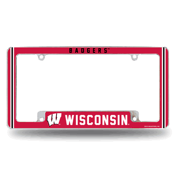Wisconsin Badgers Alternate Design All Over Chrome Frame