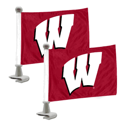Wisconsin Badgers Ambassador Car Flags - 2 Pack Mini Auto Flags, 4in X 6in