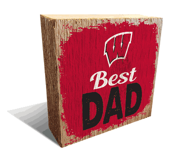 Wisconsin Badgers Best Dad 6x6 Wood Block