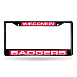 Wisconsin Badgers Black 12" x 6" Black Laser Cut Chrome Frame