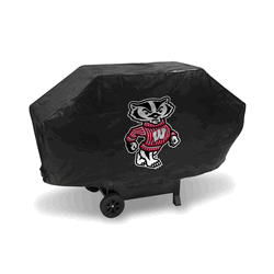 Wisconsin Badgers Black Deluxe Grill Cover