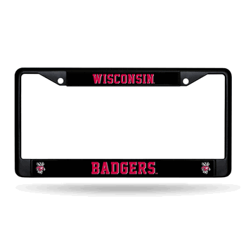 Wisconsin Badgers Standard Black Chrome Frame with Plastic Inserts 12