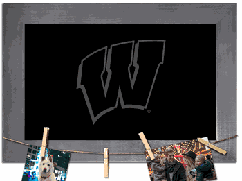 Wisconsin Badgers Blank Chalkboard with frame & clothespins 11x19 Sign
