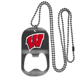 Wisconsin Badgers Bottle Opener Tag Necklace