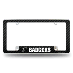Wisconsin Badgers Carbon Fiber 12" x 6" Chrome All Over Automotive License Plate Frame for Car/Truck/SUV