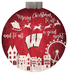 Wisconsin Badgers Christmas Village 12in Wall Art
