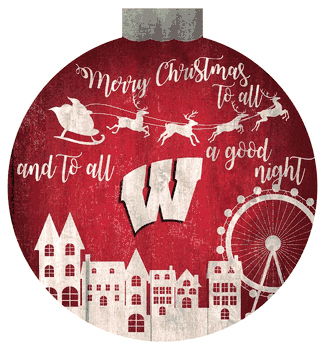Wisconsin Badgers Christmas Village 12in Wall Art